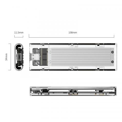 Rack SSD Orico TCM2-C3, M.2, Silver - Clear