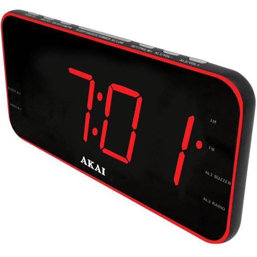 Radio cu ceas Akai ACR-3899, 40 posturi presetate, sursa de alimentare 110-240V, slot de baterii 2 x 1.5V, ecran 1.8