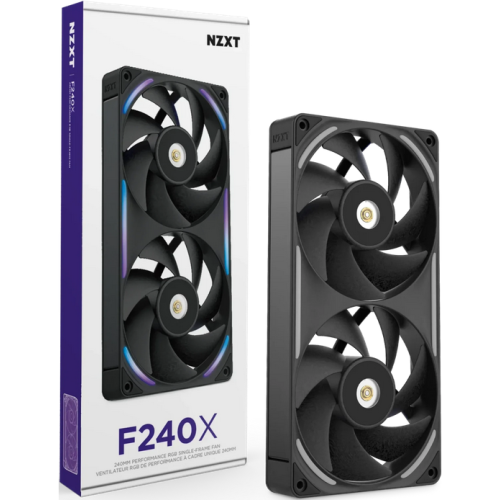 Kit Ventilator NZXT F Series F240X, RGB LED, 120 mm, Black, 2 bucati