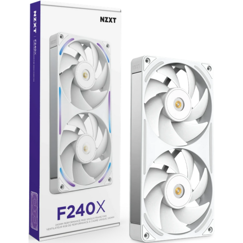 Kit Ventilator NZXT F Series F280X, RGB LED, 140 mm, White, 2 bucati