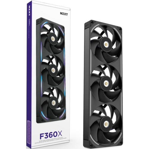Kit Ventilator NZXT F Series F360X, RGB LED, 120 mm, Black, 3 bucati