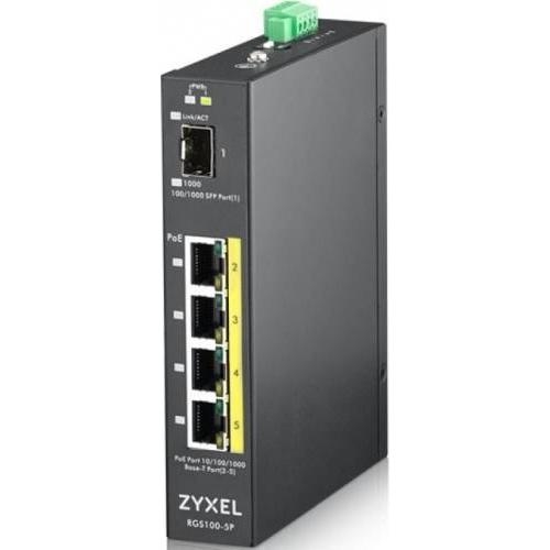 Switch Zyxel RGS100-5P Industrial, 4 porturi, PoE