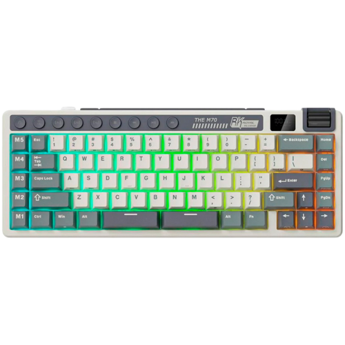 Tastatura Royal Kludge RK-M70, Cream switch, RGB LED, USB/ USB Wireless/Bluetooth, Cyan Purple