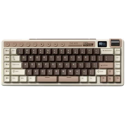 Tastatura Royal Kludge RK M70, Cream switch, RGB LED, USB/USB Wireless/Bluetooth, Mocha Grey