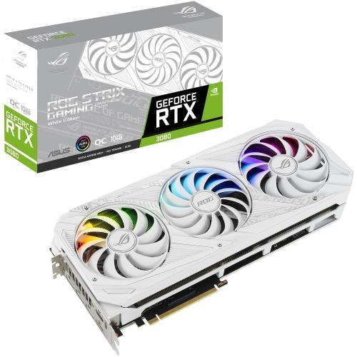 Asus Placa video nVidia GeForce RTX 3080 ROG STRIX GAMING OC WHITE LHR 10GB, GDDR6X, 320bit