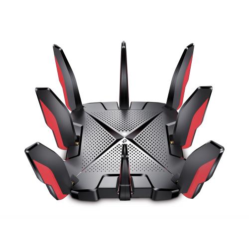 Router gaming Wi-Fi 6 Tri-Band Gigabit AX6600 cu Tehnologie OneMesh, Standarde wireless: IEEE 802.11ax/ac/n/a 5 GHz, IEEE 802.11ax/n/b/g 2.4 GHz, viteze wifi: 5 GHz: 4804 Mbps (802.11ax, HE160), 5 GHz: 1201 Mbps (802.11ax), 2.4 GHz: 574 Mbps (802.11ax), 8