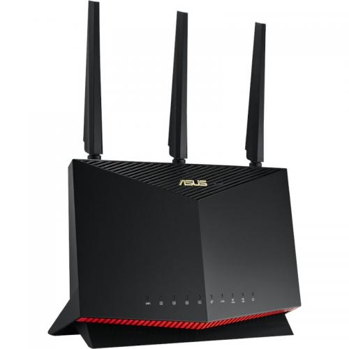 Router Wireless Asus RT-AX86U PRO, AX5700, dual-band, WI-FI 6, compatibil cu PS5, standarde retea: IEEE 802.11a, IEEE 802.11b, IEEE 802.11g, WiFi 4 (802.11n), WiFi 5 (802.11ac), WiFi 6 (802.11ax), IPv4, IPv6, Procesor:  2.0GHz quad-core, Memorie: 256 MB F