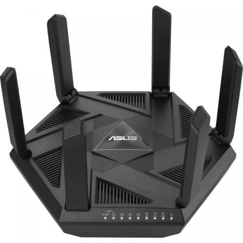 Router Wireless Asus RT-AXE7800, tri-band, WI-FI 6, , standarde reteaEEE 802.11a, IEEE 802.11b, IEEE 802.11g, WiFi 4 (802.11n) WiFi 5 (802.11ac), WiFi 6 (802.11ax), WiFi 6E (802.11ax), IPv4, IPv6 574+4804+2402 Mbps, 6 antene externe, Procesor: 1.7Ghz, 256