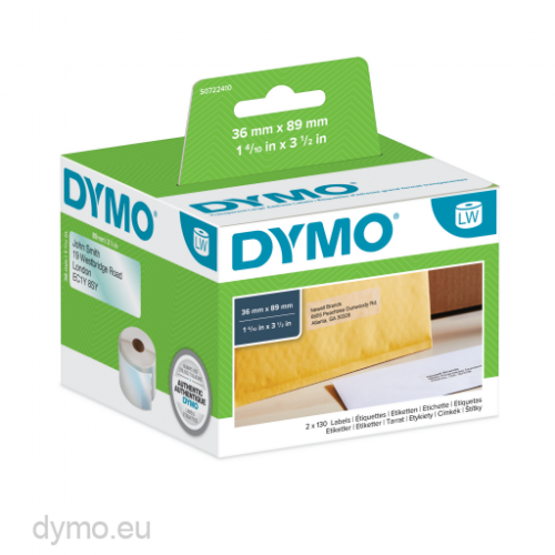 Rola Etichete Adezive Dymo S0722410 36mm/89mm BLACK ON CLEAR