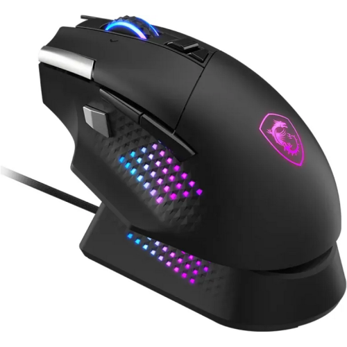 Mouse Optic MSI Versa Pro Wireless, RGB LED, USB Wireless/USB-A/Bluetooth, Black + Mouse Dock Pro