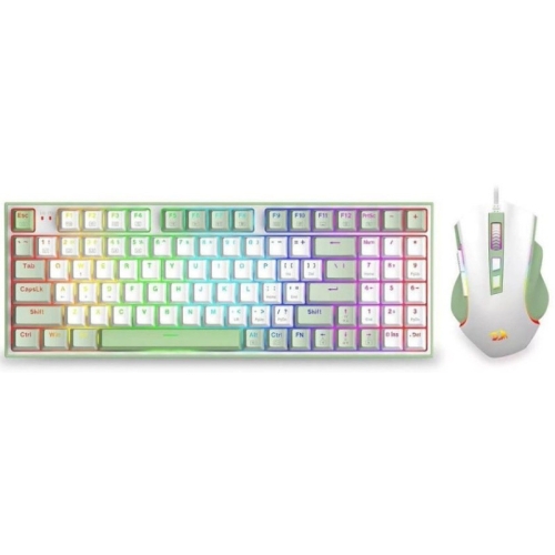 Kit Tastatura Redragon Ultimate Gaming Rig, USB, White-Green + Mouse Optic, USB, White-Green