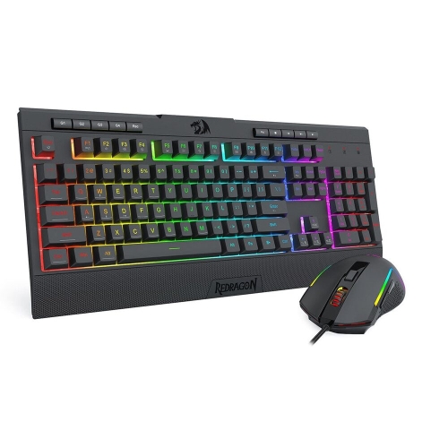 Kit Tastatura Redragon S151 Gaming Essentials, RGB LED, USB, Black + Mouse Optic, RGB LED, USB, Black