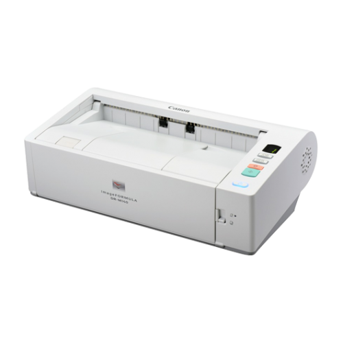 Scanner Canon DRM140, dimensiune A4, tip sheetfed, viteza de scanare: Alb-negru: 200/300 dpi, 40 ppm/80 ipm, Color: 200 dpi, 300 dpi: 40 ppm/80 ipm, rezolutie optica 600dpi, senzor CIS,  Software inclus: Driver ISIS/TWAIN, CaptureOnTouch, CapturePerfect 3