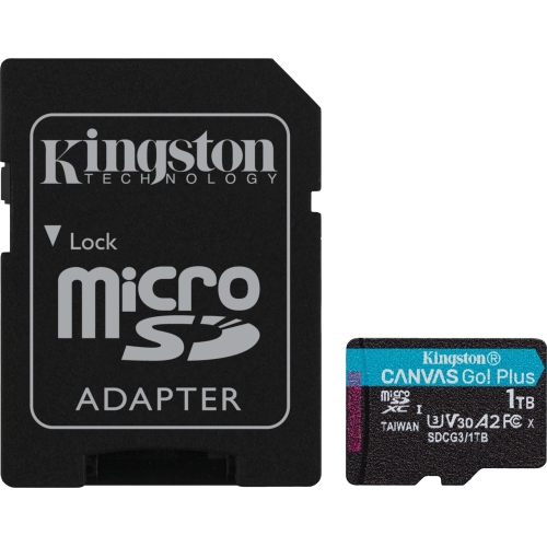 Memory Card microSDXC Kingston Canvas Go Plus 1 TB, Class 10, UHS-I U3, V30, A2 + Adaptor SD