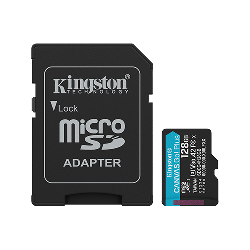 Memory Card microSDXC Kingston Canvas Go Plus SDCG4 128GB, Class 10, UHS-I U3, V30, A2 + Adaptor SD