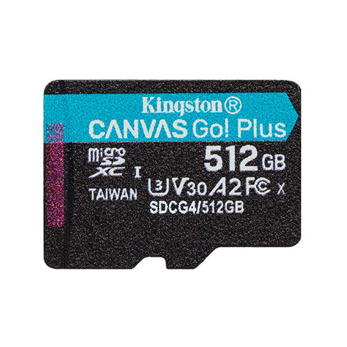 Memory Card microSDXC Kingston Canvas Go Plus SDCG4 512GB, Class 10, UHS-I U3, V30, A2