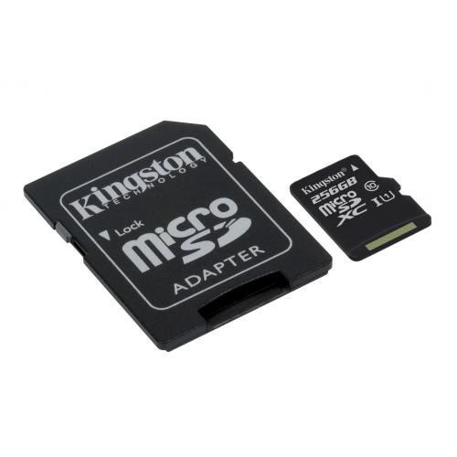 Memory Card microSDXC Kingston Canvas Select Plus 256GB, Class 10, UHS-I U3, V30, A1 + Adaptor SD