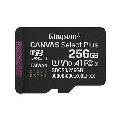 Memory Card microSDXC Kingston Canvas Select Plus SDCS3 256GB, Class 10, UHS-I U1, V30, A1