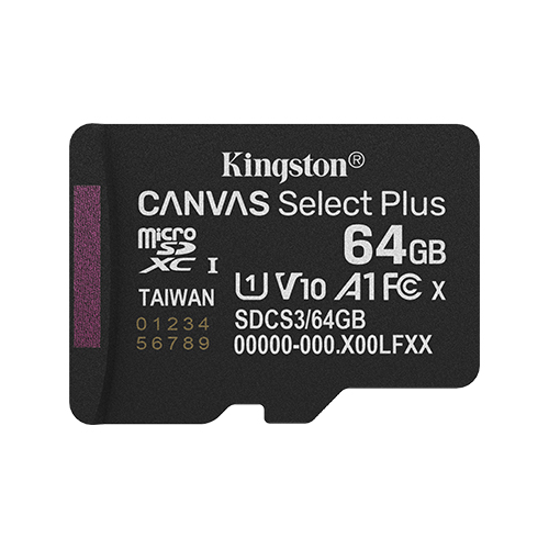 Memory Card microSDXC Kingston Canvas Select Plus SDCS3 64GB, Class 10, UHS-I U1, V30, A1