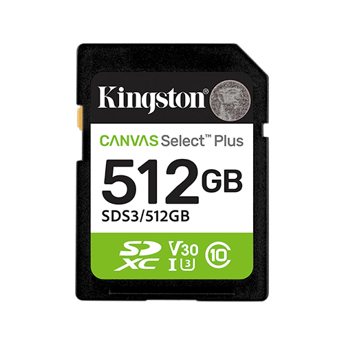 Memory Card microSDXC Kingston Canvas Select Plus SDS3 512GB, Class 10, UHS-I U3, V30, A1