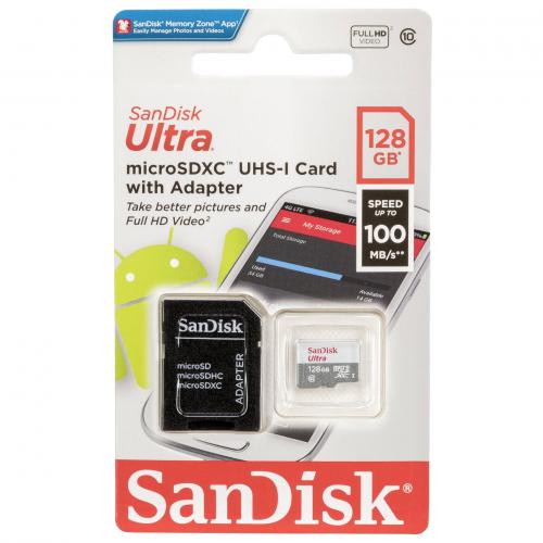 Card de Memorie Sandisk MicroSDXC, 128GB, Adaptor SD, Class 10