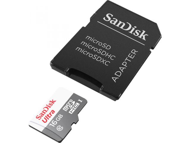 Card de memorie SanDisk Ultra Micro SD, 16GB, Adaptor SD, Class 10