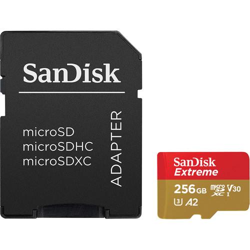 Memory Card microSDXC SanDisk by WD Extreme 256GB, Class 10, UHS-I U3, V30, A2 + Adaptor SD