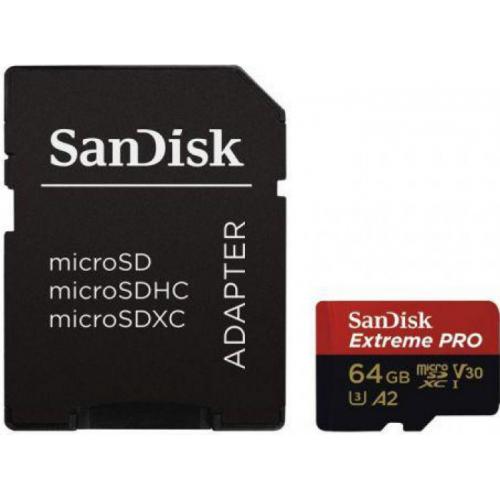 Memory Card SDXC SanDisk by WD Extreme 64GB, Class 10, UHS-I U3, V30, A2 + Adaptor SD