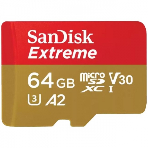 Memory Card SDXC SanDisk by WD Extreme 64GB, Class 10, UHS-I U3, V30, A2 + Adaptor SD