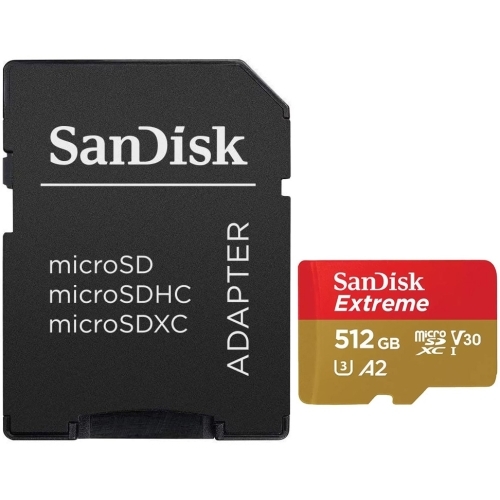 Memory Card microSDXC SanDisk by Western Digital Extreme, 512GB, Clasa 10, UHS-I U3, V30, A2 + Adaptor SD