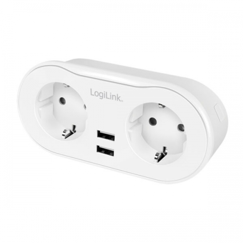 Priza inteligenta Logilink SH0102, 2x Schuko, 2x USB, White