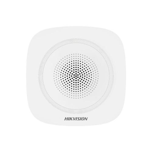 Sirena interior wireless AX PRO Hikvision DS-PS1-I-WE(Red Indicator); 868MHz two-way Tri-X wireless technology, distanta comunicare RF: 1600m in camp deschis, nivel sonor: 90 la 110dB, 3 tipuri de sonerii de alarma: alarma la efractie, alarma la incendiu 