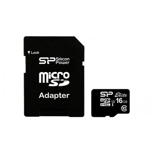 Memory Card microSDHC Silicon Power Elite 16GB, Class 10, UHS-I U1 + Adaptor SD