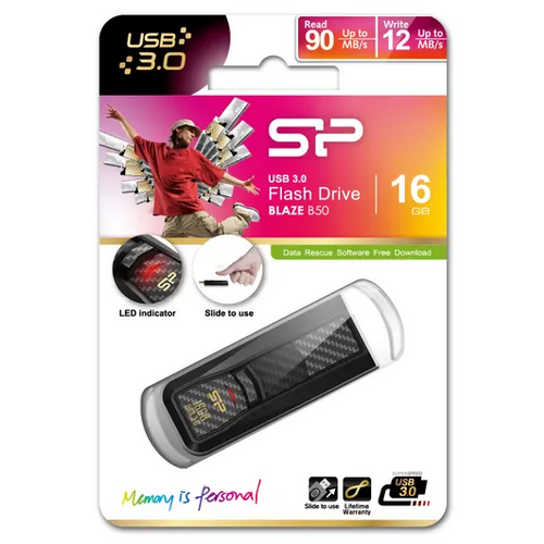 Stick memorie Silicon Power Blaze B50, 16GB, USB-A 3.0, Black