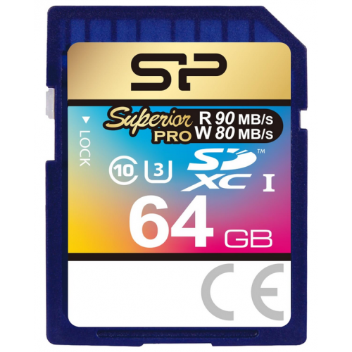 Memory Card SDXC Silicon Power Elite Superior Pro 64GB, Class 10, UHS-1 U3