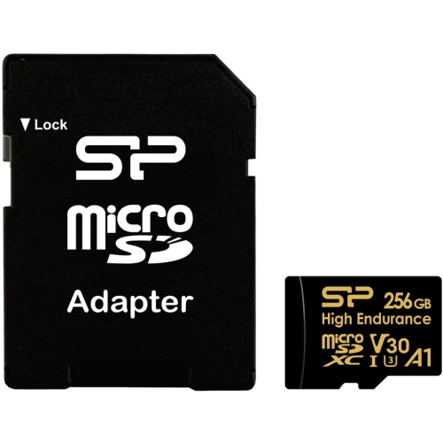 Memory Card microSDXC Silicon Power High Endurance Golden Series 256GB, Class 10, UHS-I U3, V30, A1 + Adaptor SD
