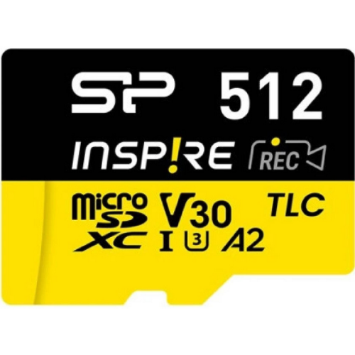 Memory Card microSDXC Silicon Power Inspire 512GB, Class 10, UHS-I U3, V30, A2 + Adaptor SD