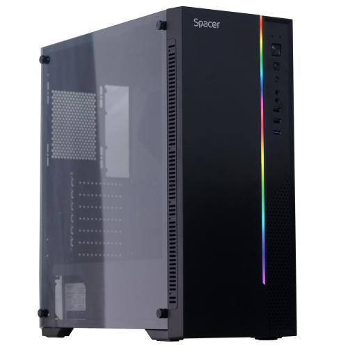 Carcasa Spacer Strike, ATX, Mid Tower NEGRU