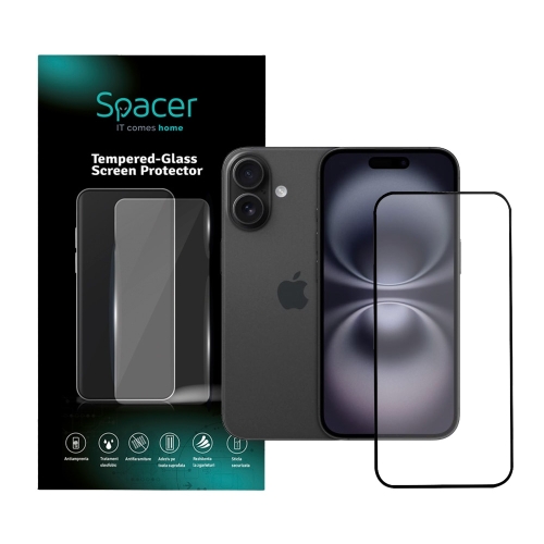 Folie de protectie Spacer SPPG-AP-IP16-TG pentru iPhone 16, Clear