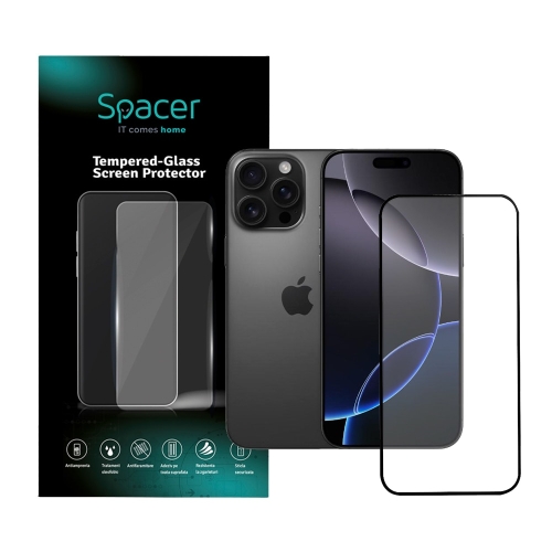 Folie de protectie Spacer SPPG-AP-IP16PM-TG pentru iPhone 16 Pro Max, Clear