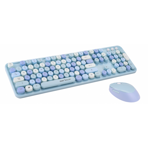 Kit Wireless Serioux Retro 9900BL - Tastatura, USB, Blue + Mouse Optic, USB Wireless, Blue