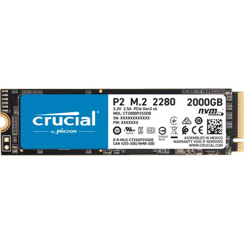 SSD Crucial P2 2TB, PCIe 3.0 x4, M.2