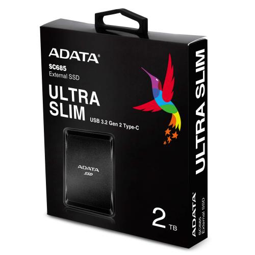 SSD Portabil Adata SC685, 1TB, USB-C, Black