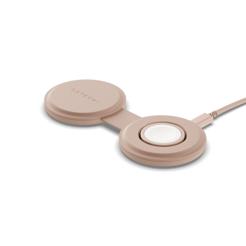 Incarcator wireless Satechi OntheGo 2-in-1, 1 x USB-C, 15 W, Desert Rose