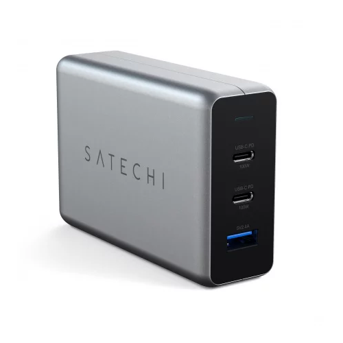 Incarcator retea Satechi ST-TC100GM-EU, 2 x USB-C, 1 x USB, 100W, Space Grey