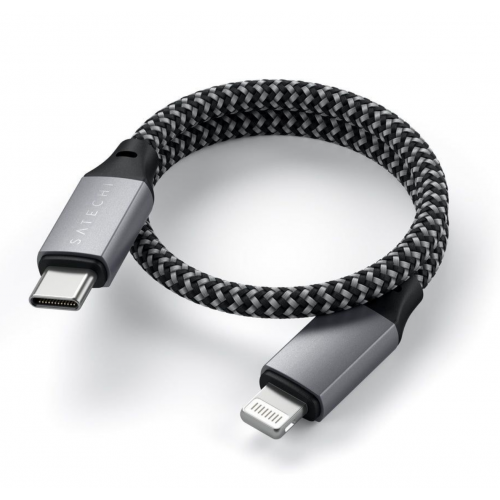 Cablu de date Satechi ST-TCL10M, USB-C male - Lightning male, 0.25m, Gray