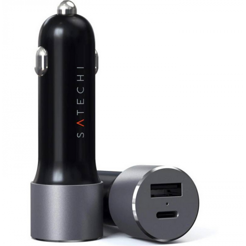 Incarcator auto Satechi ST-TCPDCCM, 1 x UBS, 1 x USB-C, 72W, Space Grey