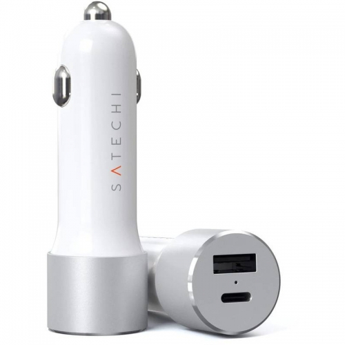 Incarcator auto Satechi ST-TCPDCCS, 1 x UBS, 1 x USB-C, 72W, Silver