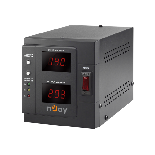AVR nJoy Akin 1000, 1000VA/800W, cu releu, LCD Display, functie de intarziere la pornire, functie de selectie a tensiunii, 1 priza Schuko