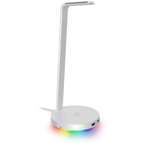 Razer Base Station V2 Chroma - Chroma Enabled Headset Stand with USB 3.1 Hub and 7.1 Surround Sound - Mercury (White)